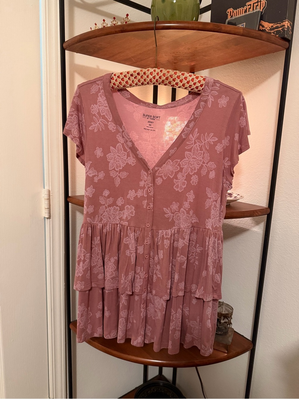 Torrid Dusty Rose Floral Tiered Babydoll Top NWOT